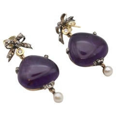 Antique Amethyst Natural Pearls Earrings, 1900