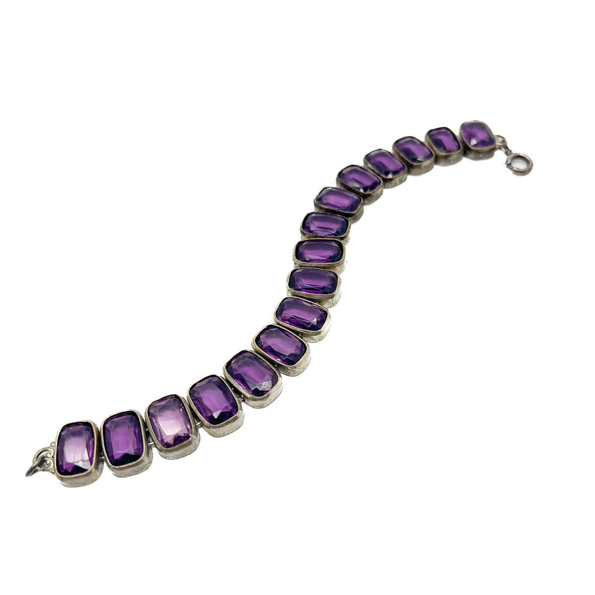Bracciale antico in pasta di ametista Rivière del 1900 In condizioni buone in vendita a Wilmslow, GB