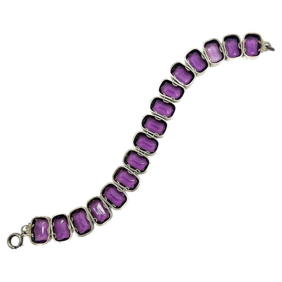 Antique Amethyst Paste Rivière Bracelet 1900s