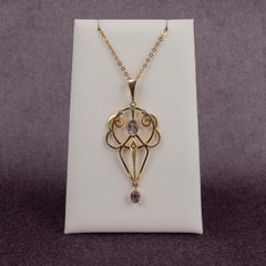 Antique Amethyst Pearl Pendant Necklace, circa 1910