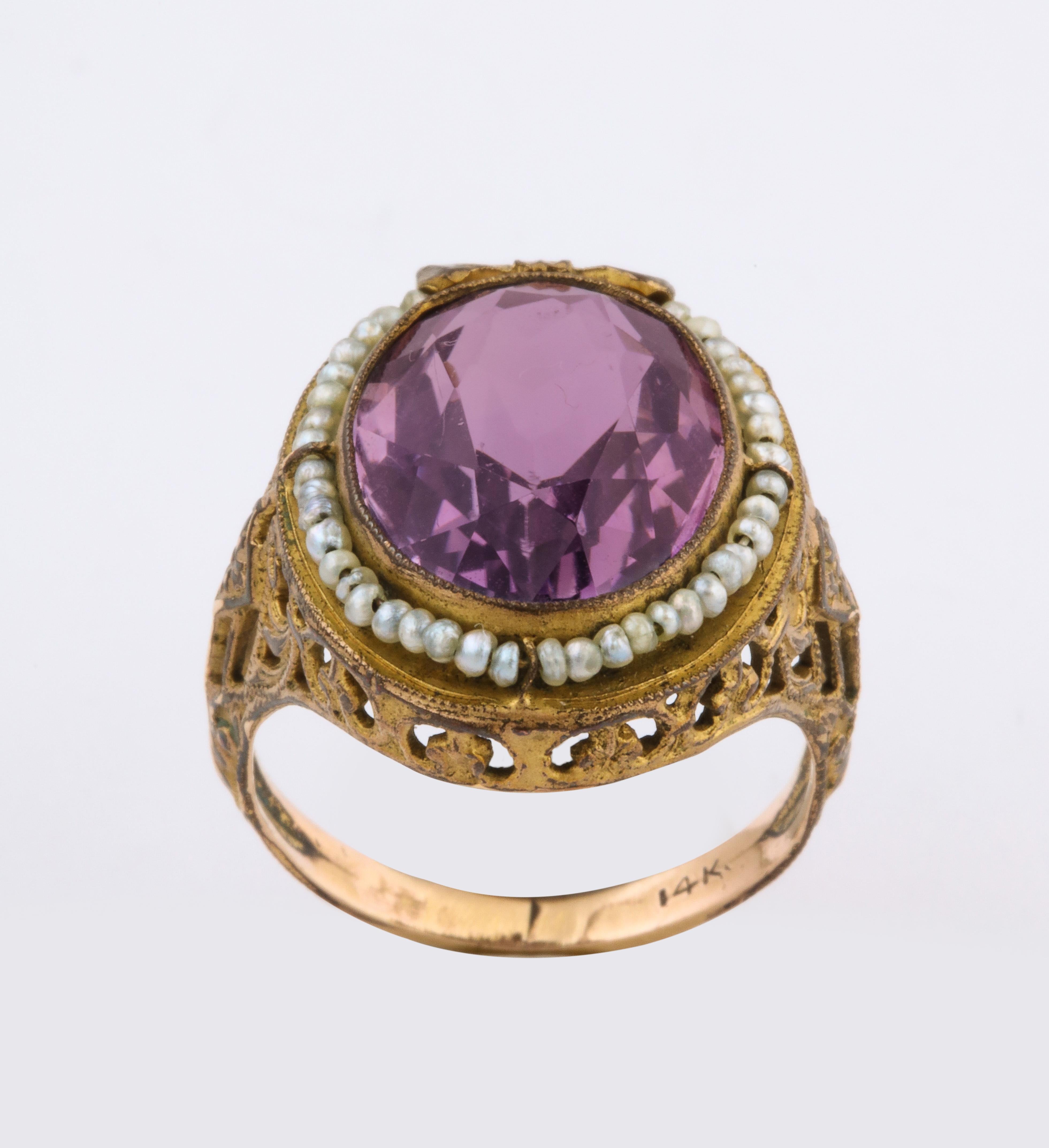 Antique Amethyst Pearl Ring, circa 1890 1