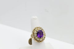 Antique Amethyst Ring 14 karat Yellow Gold Filigree Design made in Year 1851