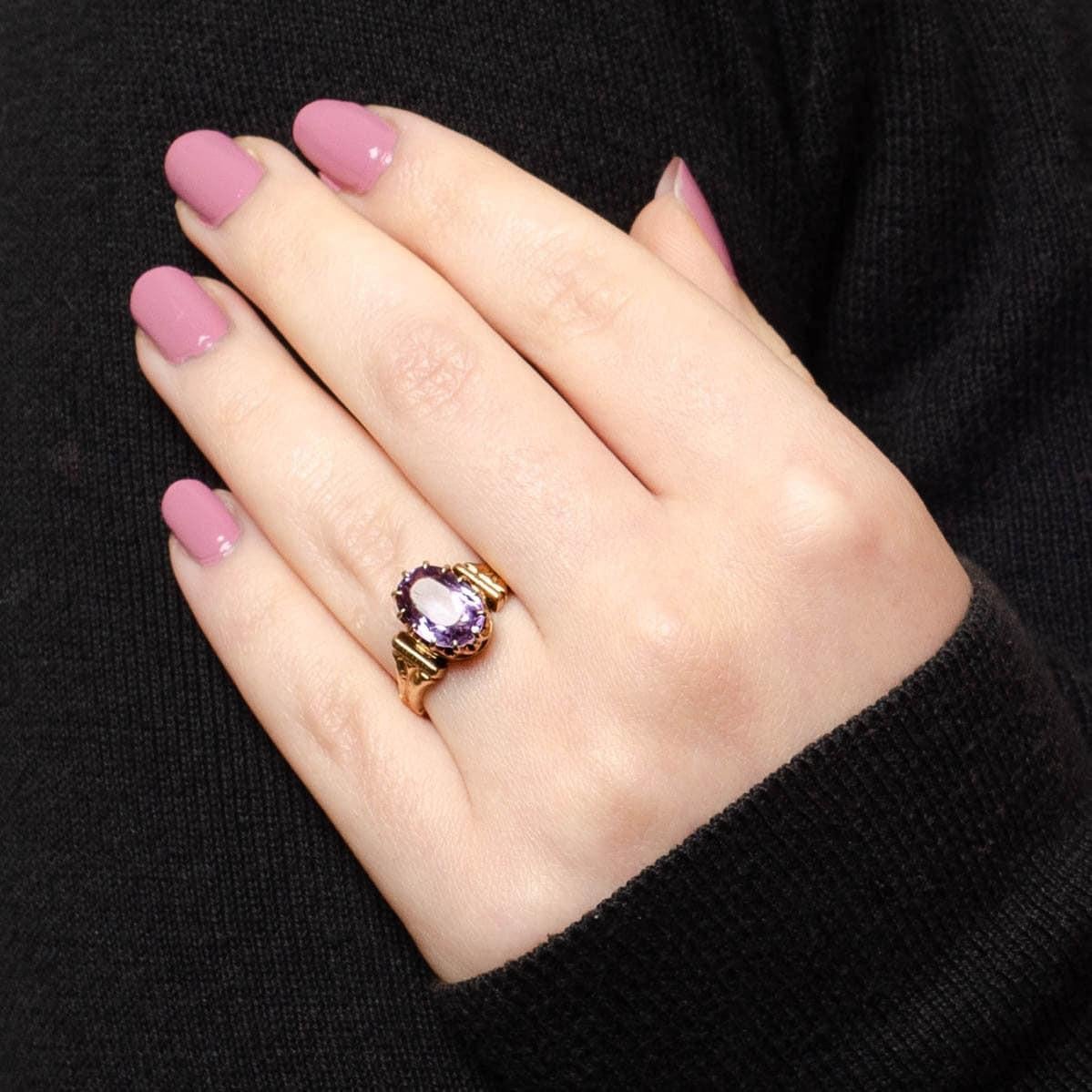 Anello antico con ametista in oro 14k In condizioni buone in vendita a Lewisburg, PA