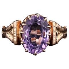 Anello antico con ametista in oro 14k