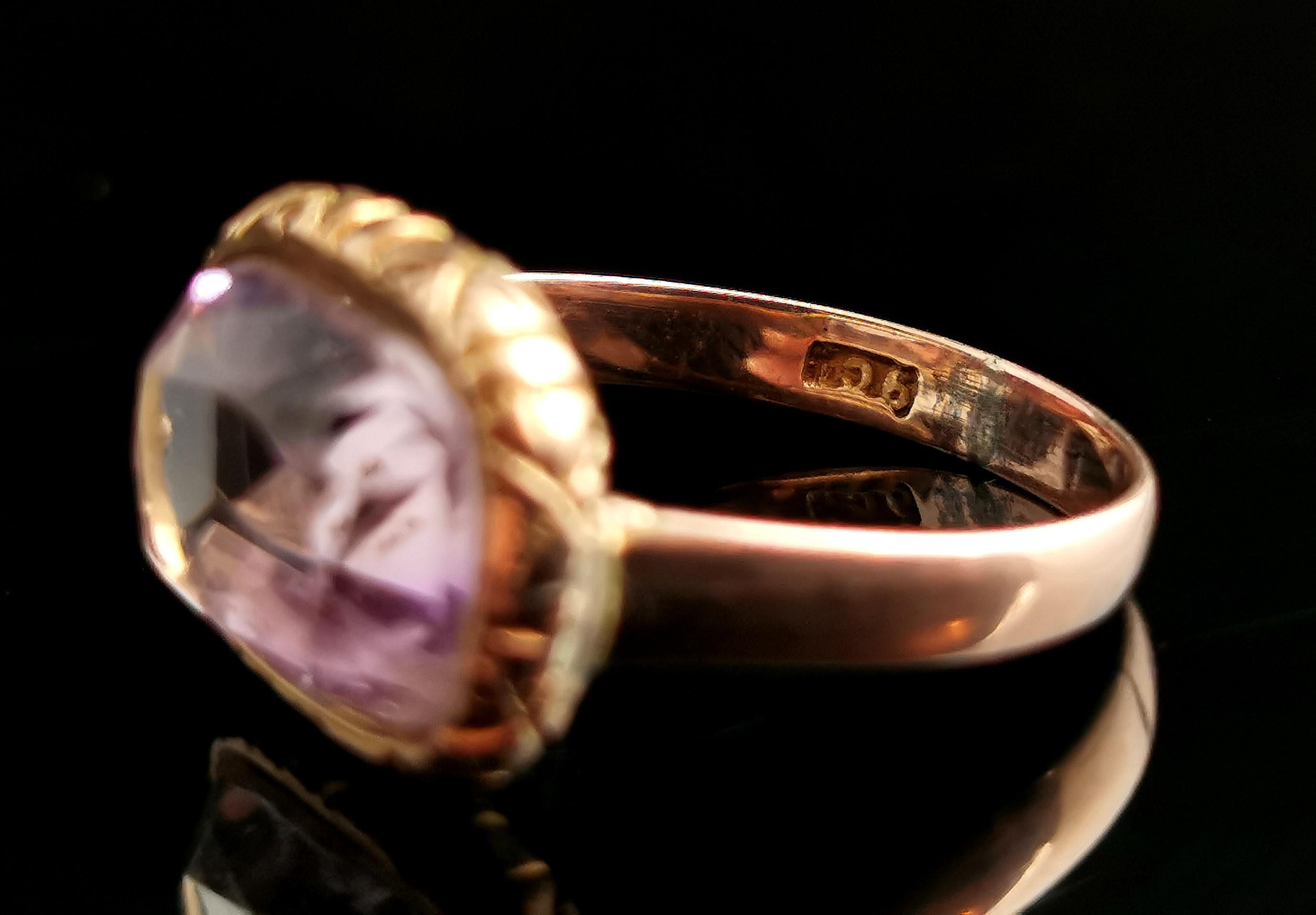 Antique Amethyst seal ring, 9 karat gold  6