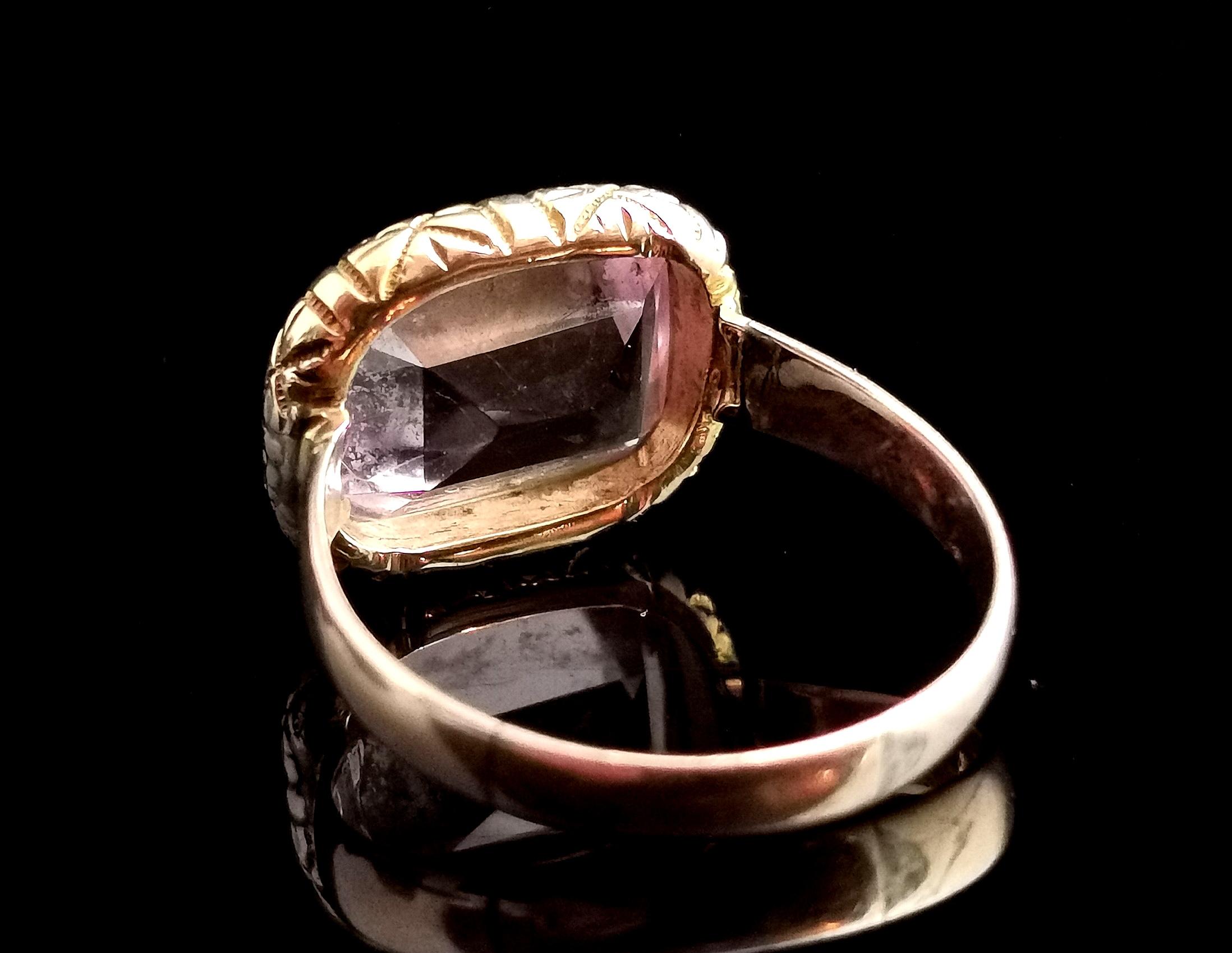 Antique Amethyst seal ring, 9 karat gold  2