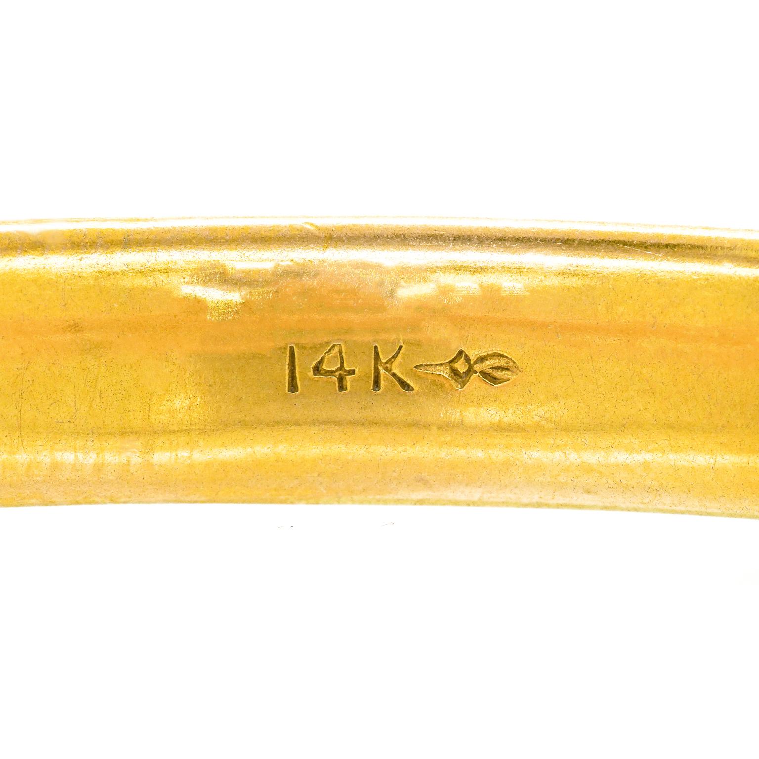 Round Cut Antique Amethyst-Set Gold Bangle
