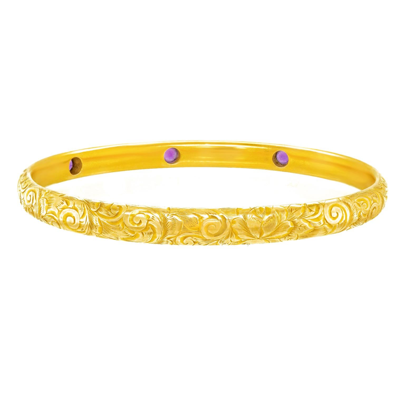 Antique Amethyst-Set Gold Bangle 2