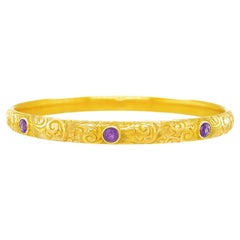 Antique Amethyst-Set Gold Bangle