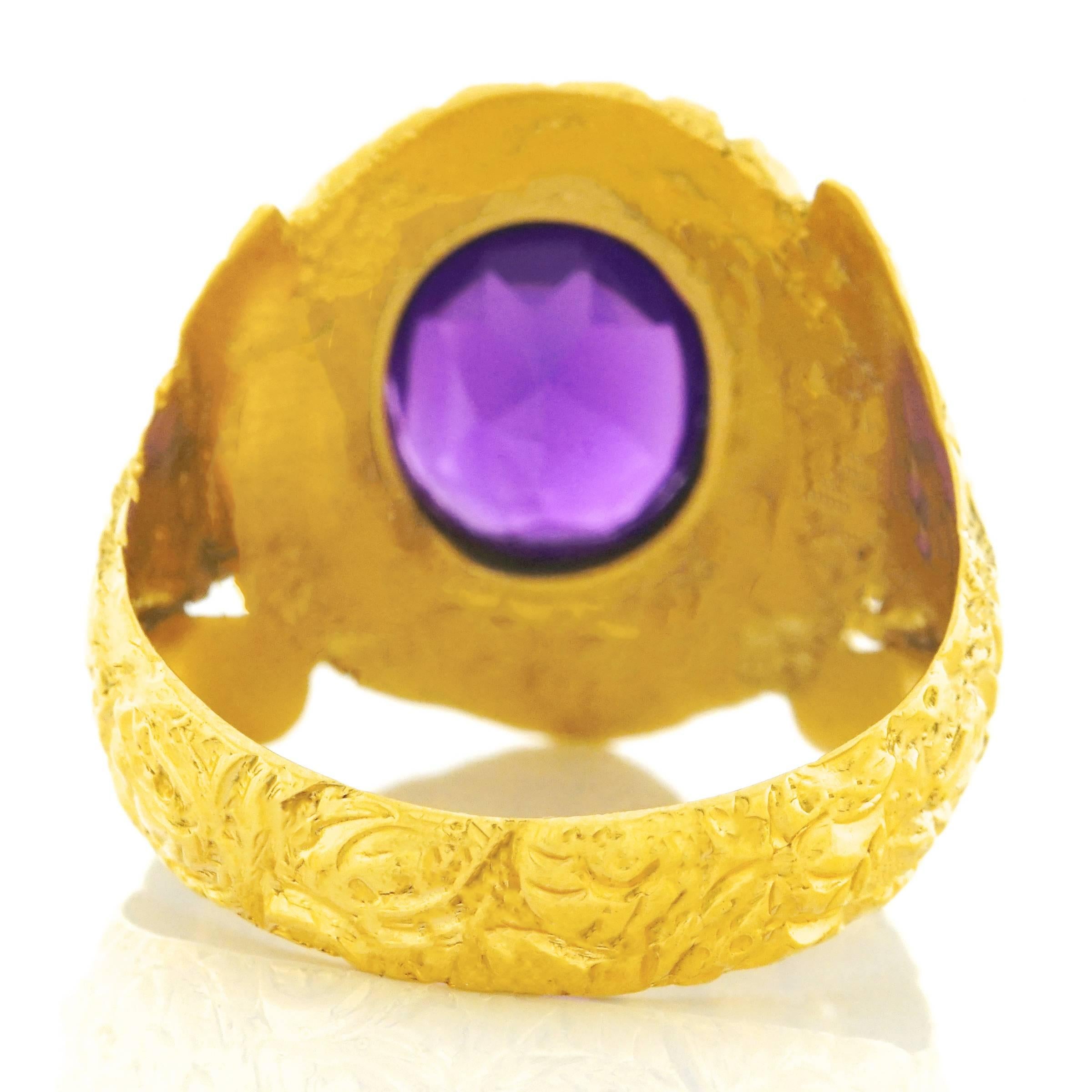 Antique Amethyst Set Gold Ring 1