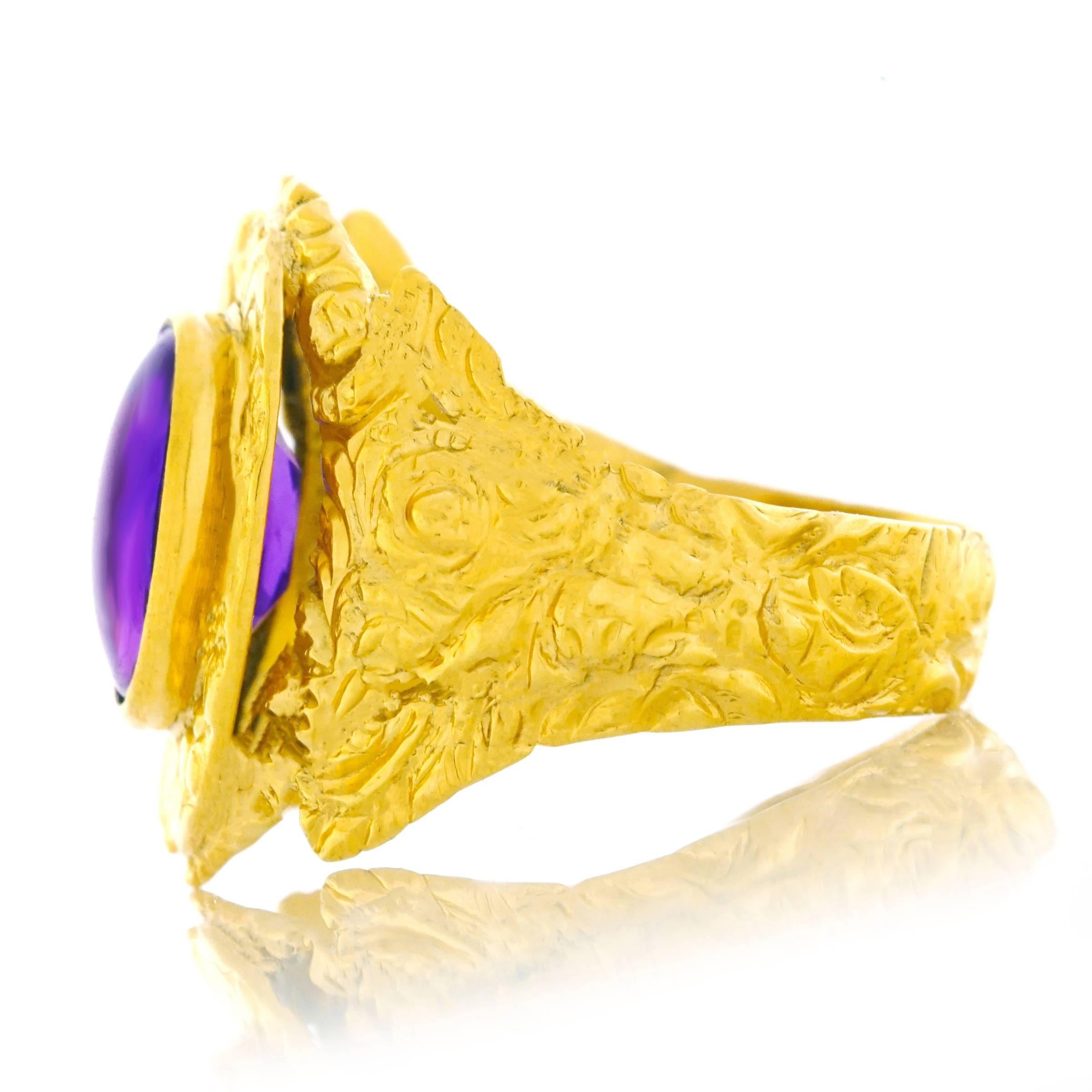 Antique Amethyst Set Gold Ring 3