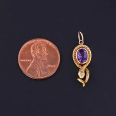 Antike Amethyst Schlange Charme von 14k Gold