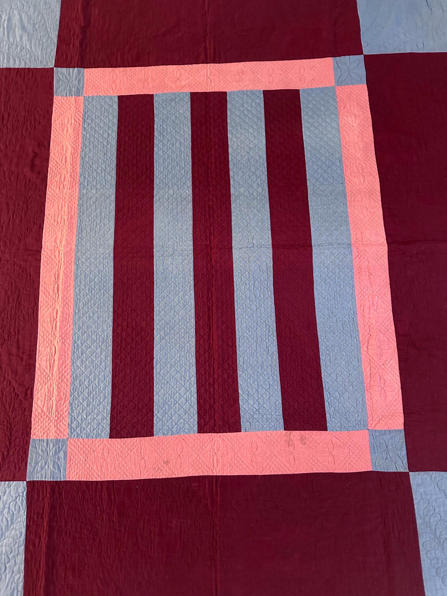 Folk Art Antique Amish Bars Quilt from Pennsylvania For Sale