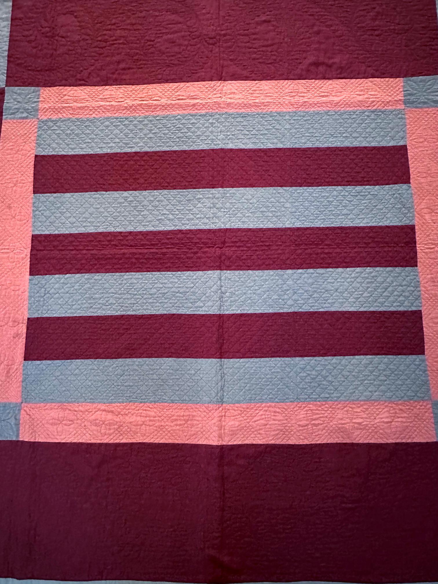 American Antique Amish Bars Quilt from Pennsylvania For Sale