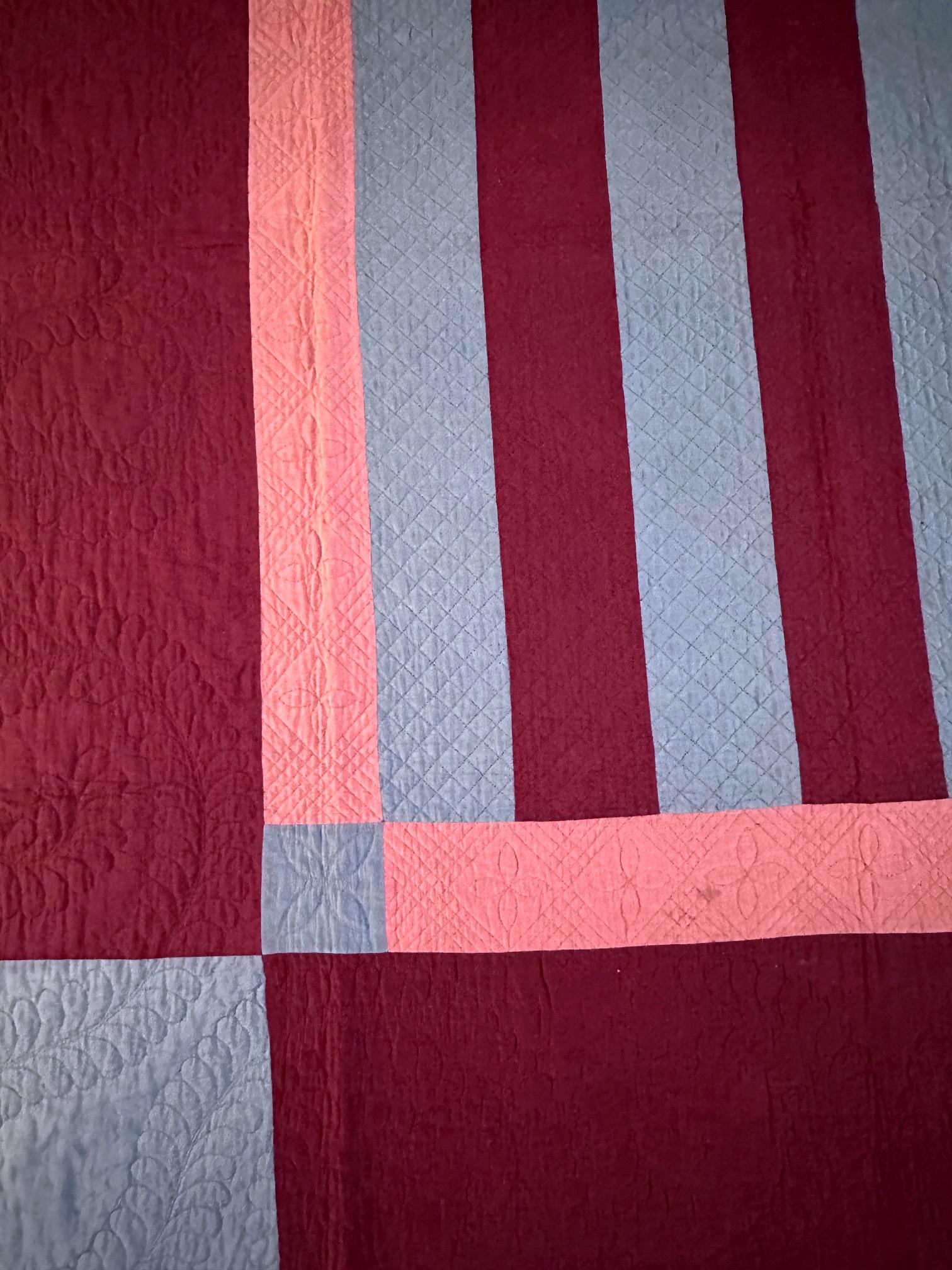 20th Century Antique Amish Bars Quilt from Pennsylvania For Sale