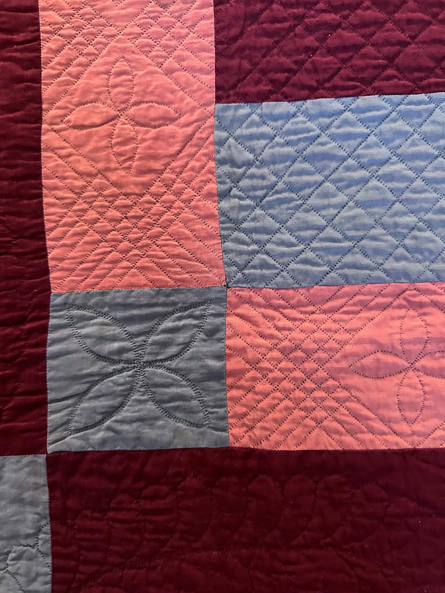 Wool Antique Amish Bars Quilt from Pennsylvania For Sale