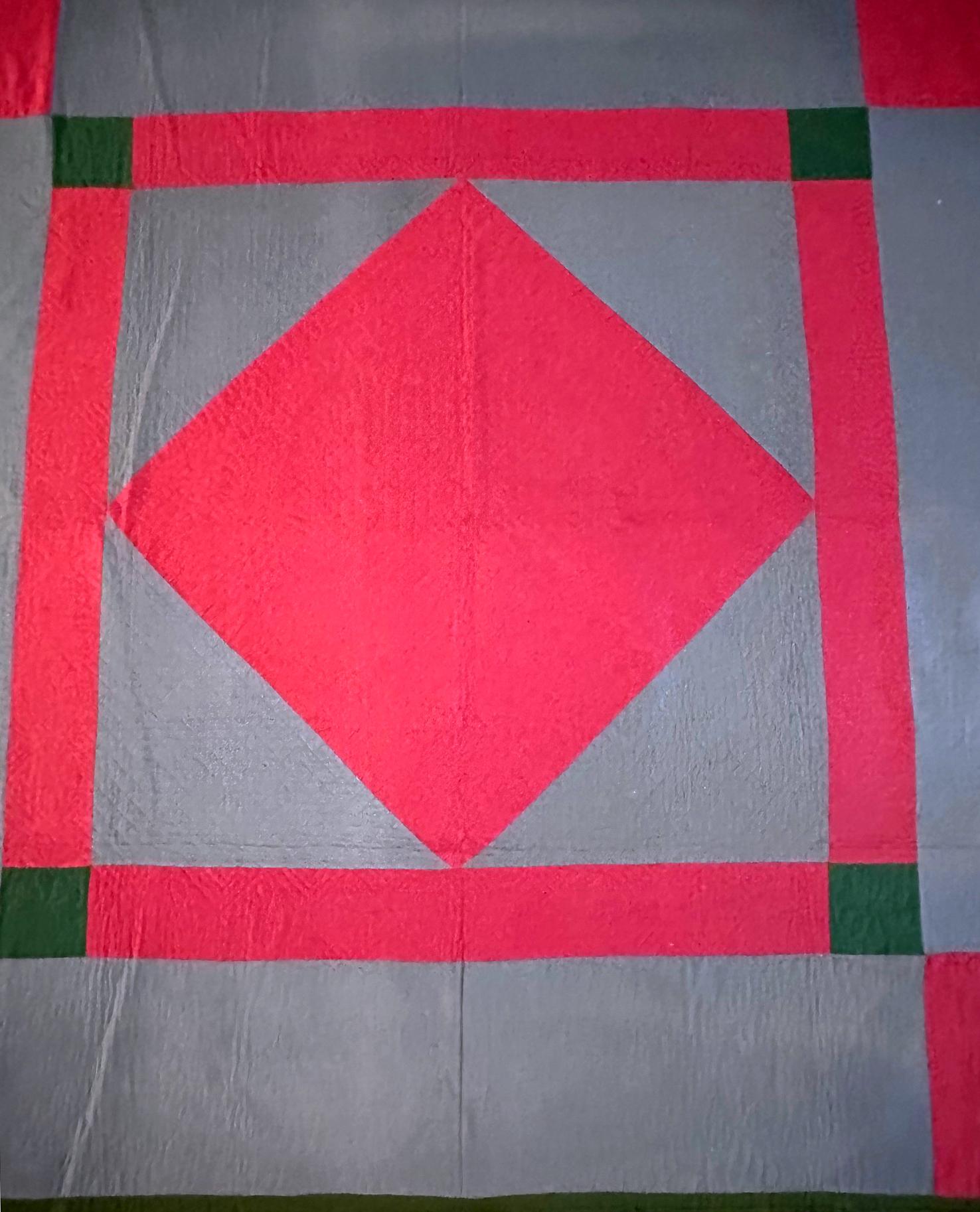 Folk Art Antique Amish Dimond Quilt Lancaster Pennsylvania For Sale