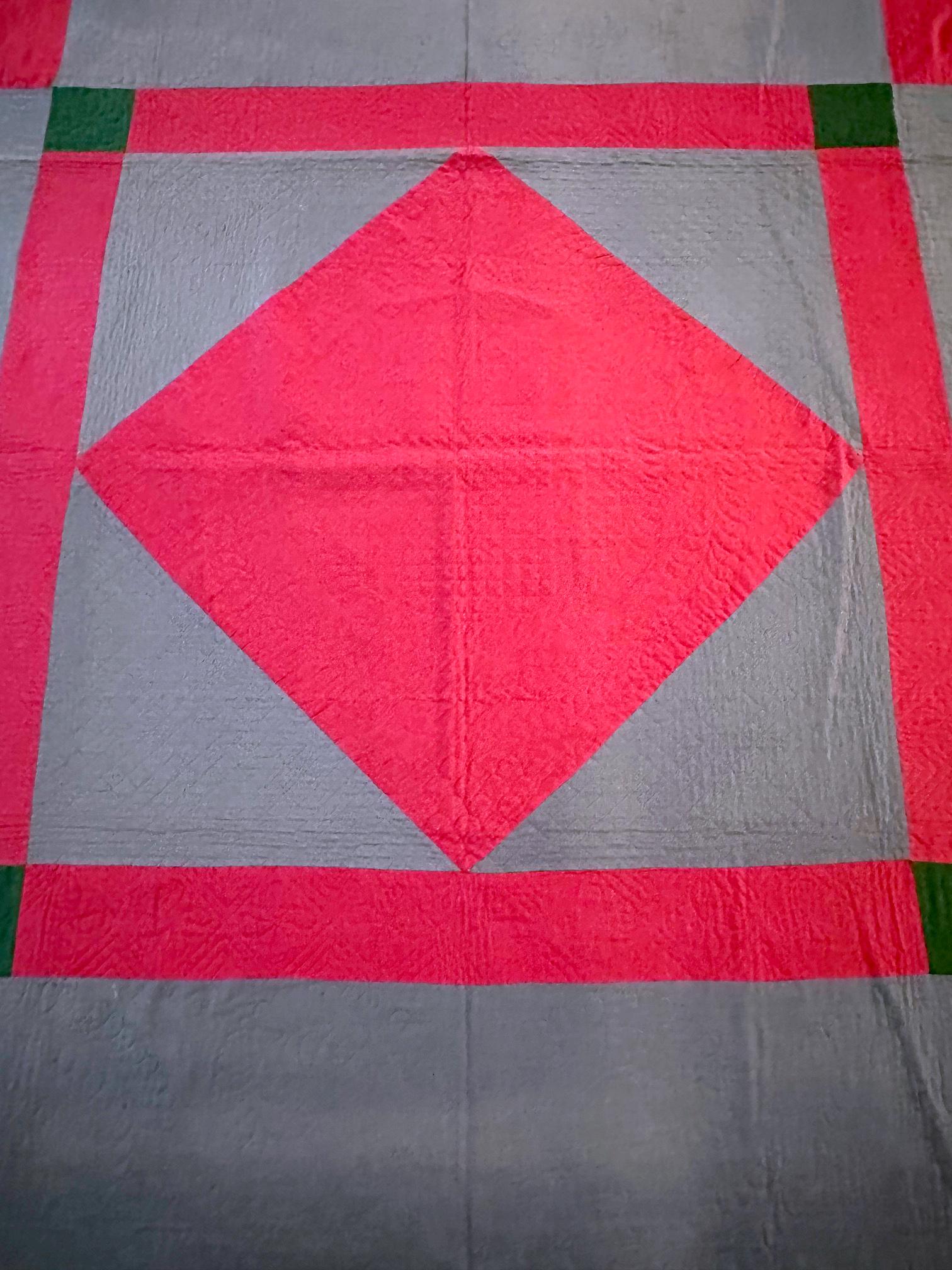 American Antique Amish Dimond Quilt Lancaster Pennsylvania For Sale