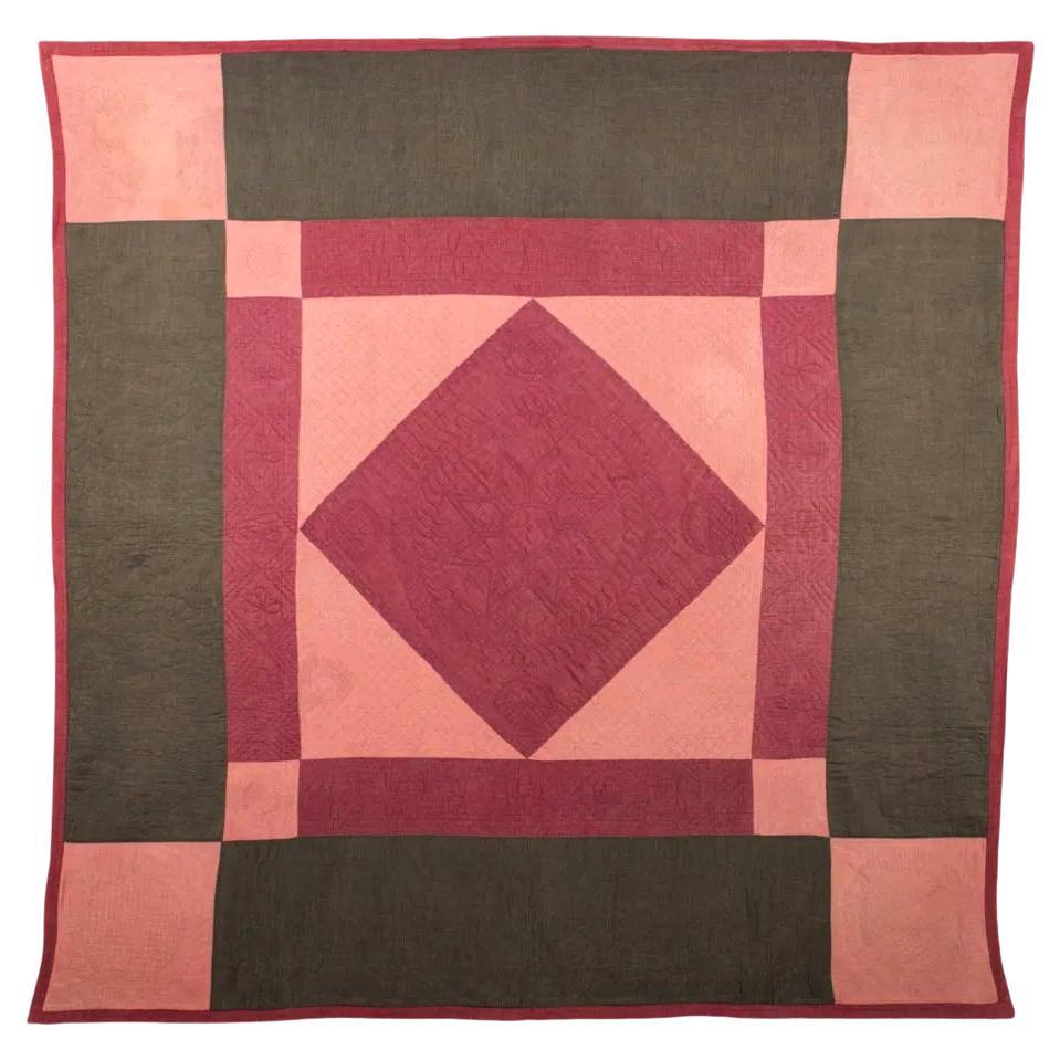 Antique Amish Dimond Quilt with Ex-Museum Provenance For Sale