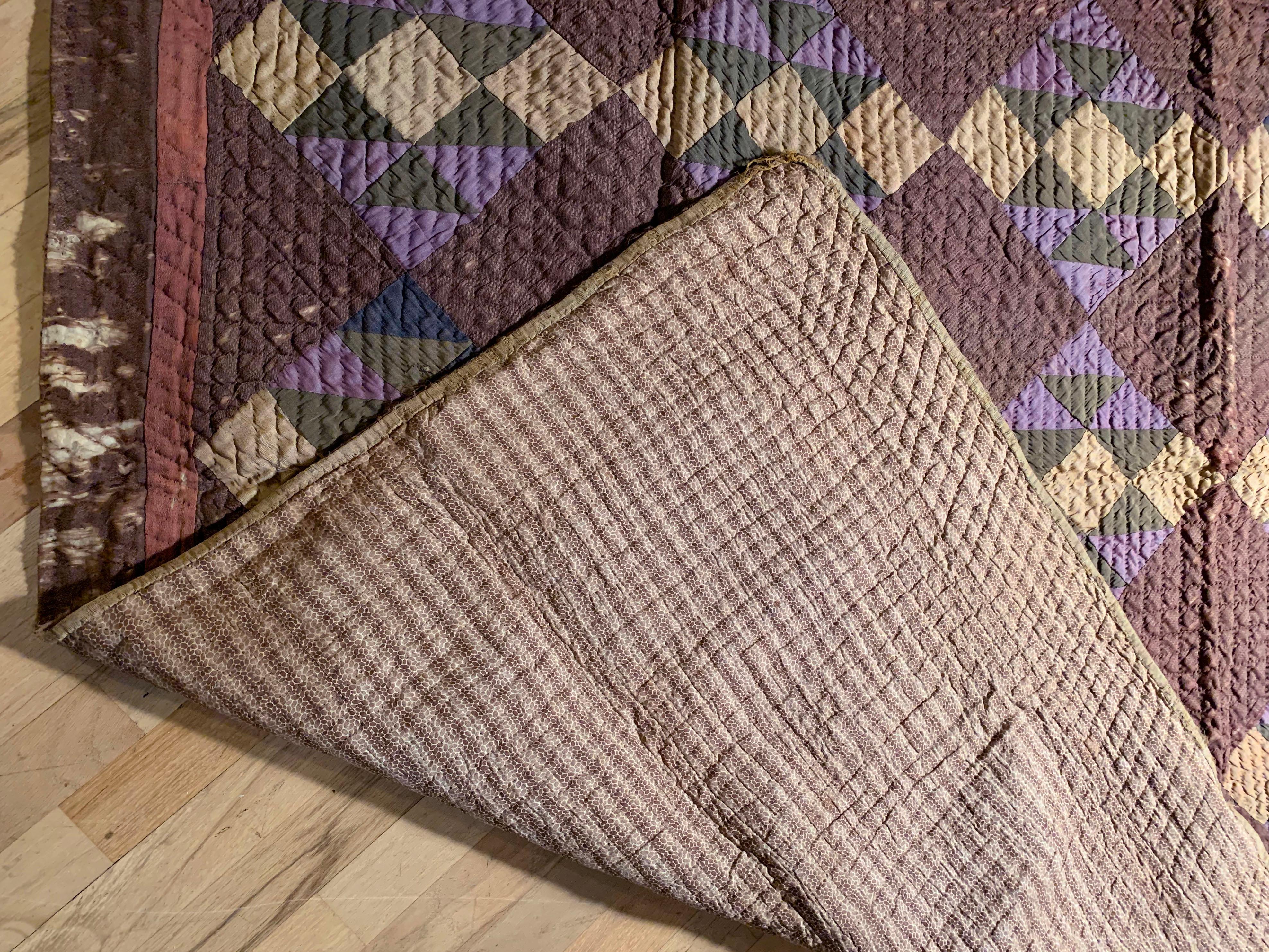20th Century Antique Amish Quilt Blanket For Sale