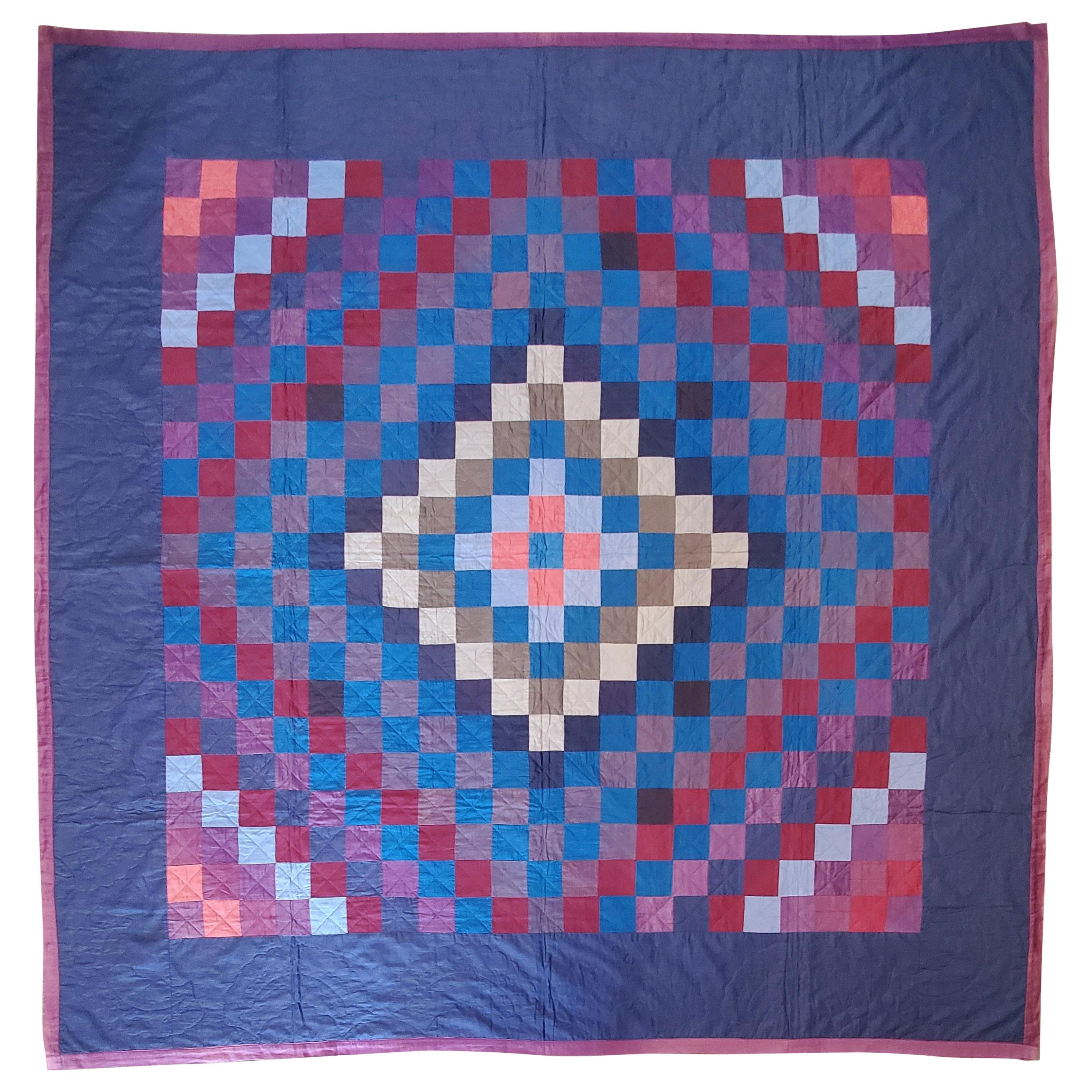 Antique Amish Quilt  "Trip Around The World" For Sale