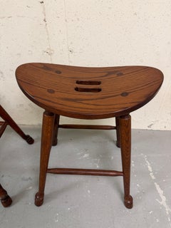 Antique Amish Saddle Style Bar Stools - Set of Three (3)