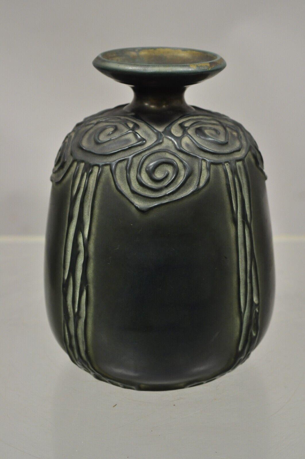 Grand vase antique Art Nouveau Amphora bleu vert irisé 3263 en vente 4