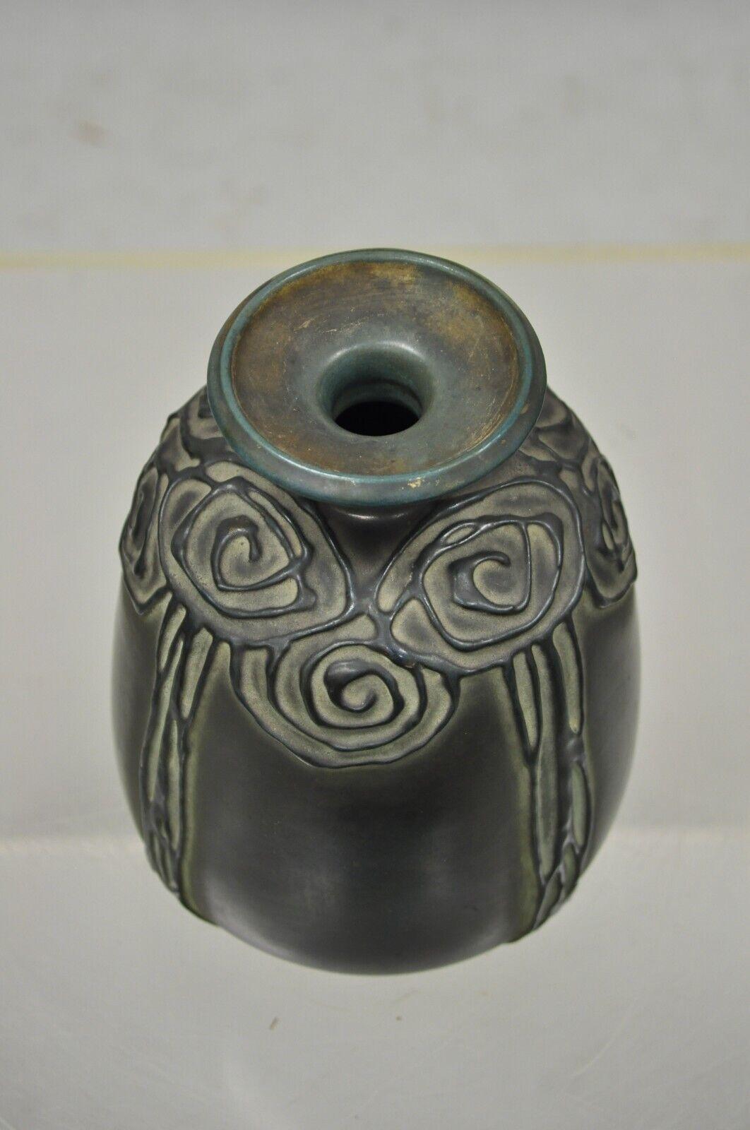 20ième siècle Grand vase antique Art Nouveau Amphora bleu vert irisé 3263 en vente