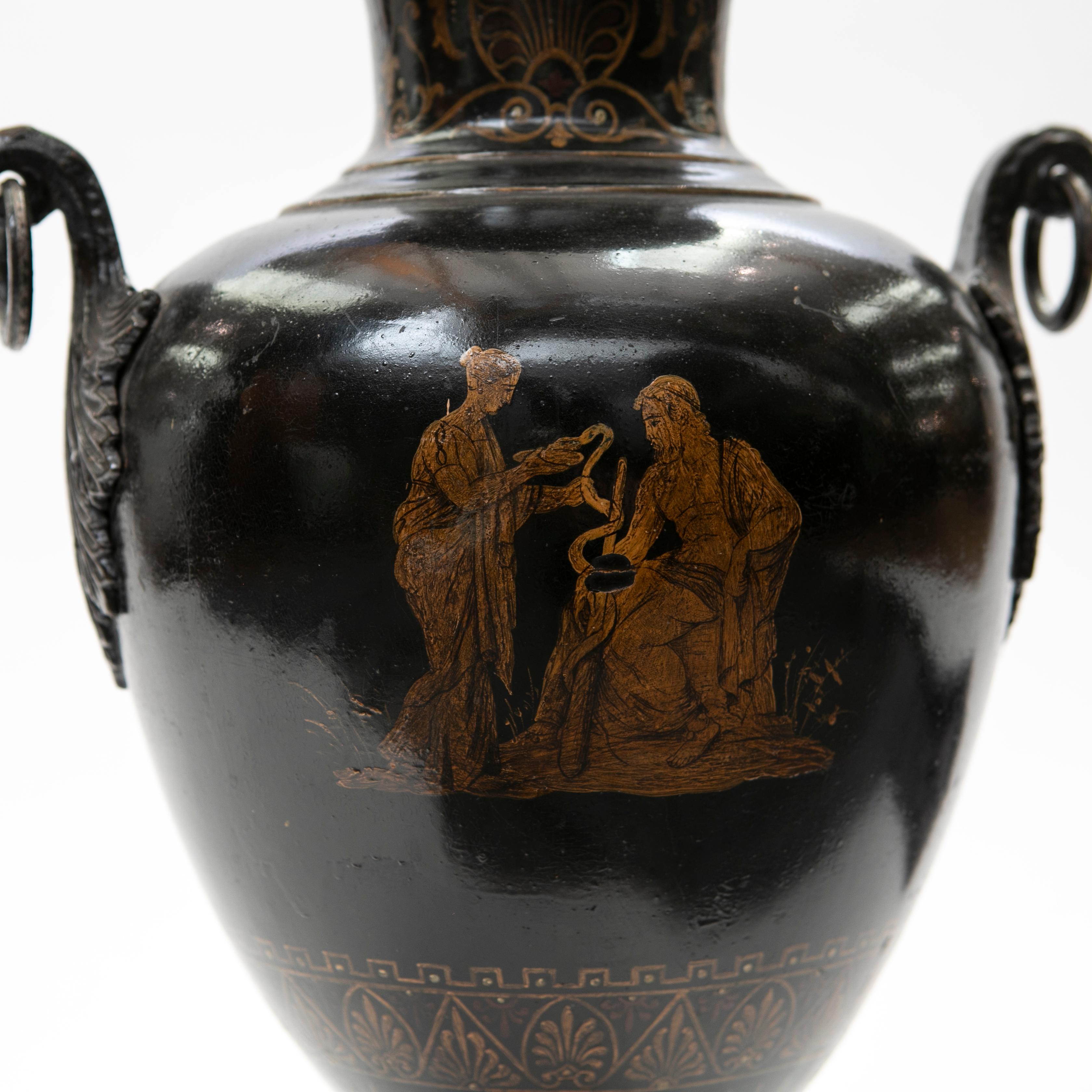 Iron Decorated Amphora in Classical Greek Style For Sale