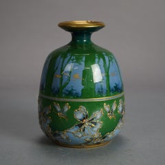 Antique Amphora Teplitz Sunrise Landscape Pottery Vase C1910