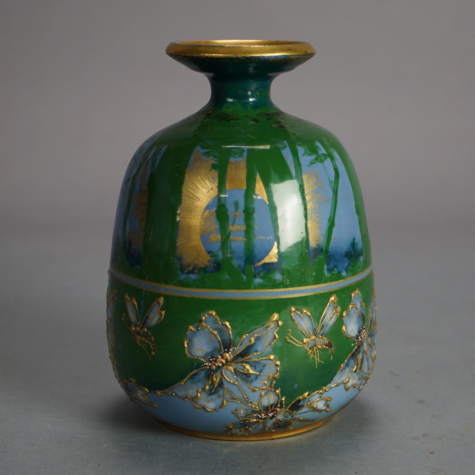 Poteries Ancien vase de poterie d'Amphora Teplitz Sunrise Landscape, vers 1910