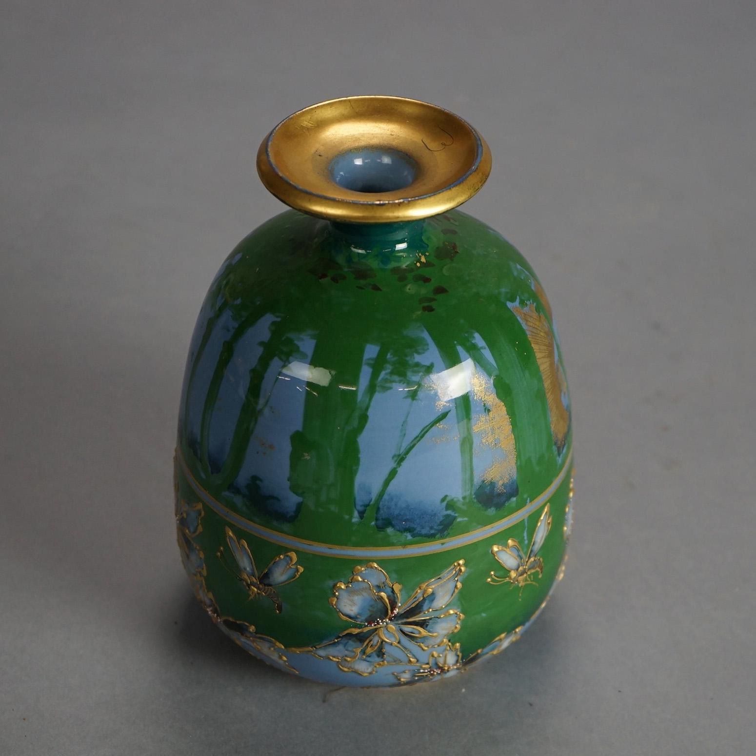 Antique Amphora Teplitz Sunrise Landscape Pottery Vase C1910 3