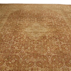 Antiker antiker Amritsar-Wollteppich in Beige und Braun mit Blumenmuster von Teppich & Kelim