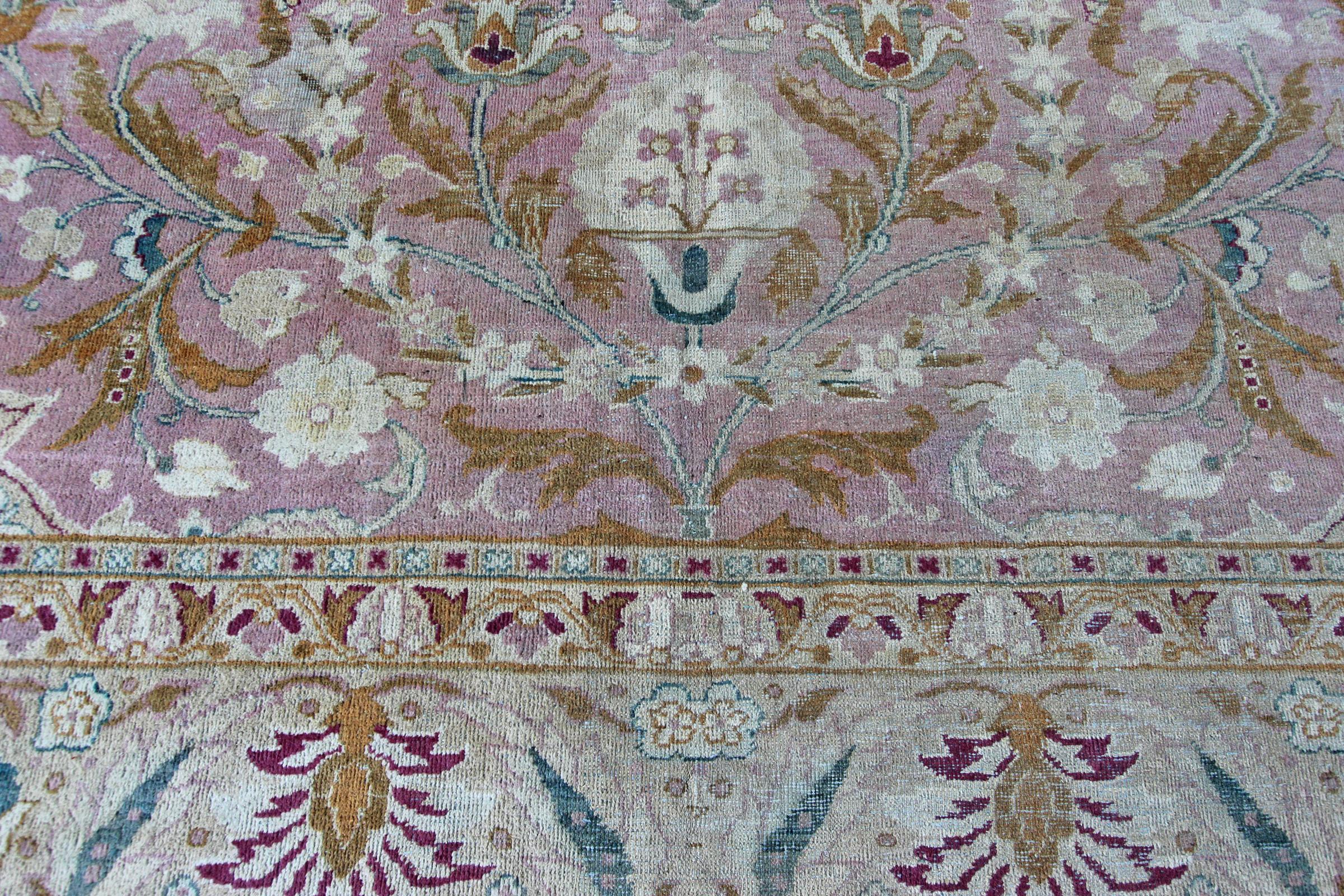 Antique Amritsar Carpet, India, Soft Pink Tones For Sale 3