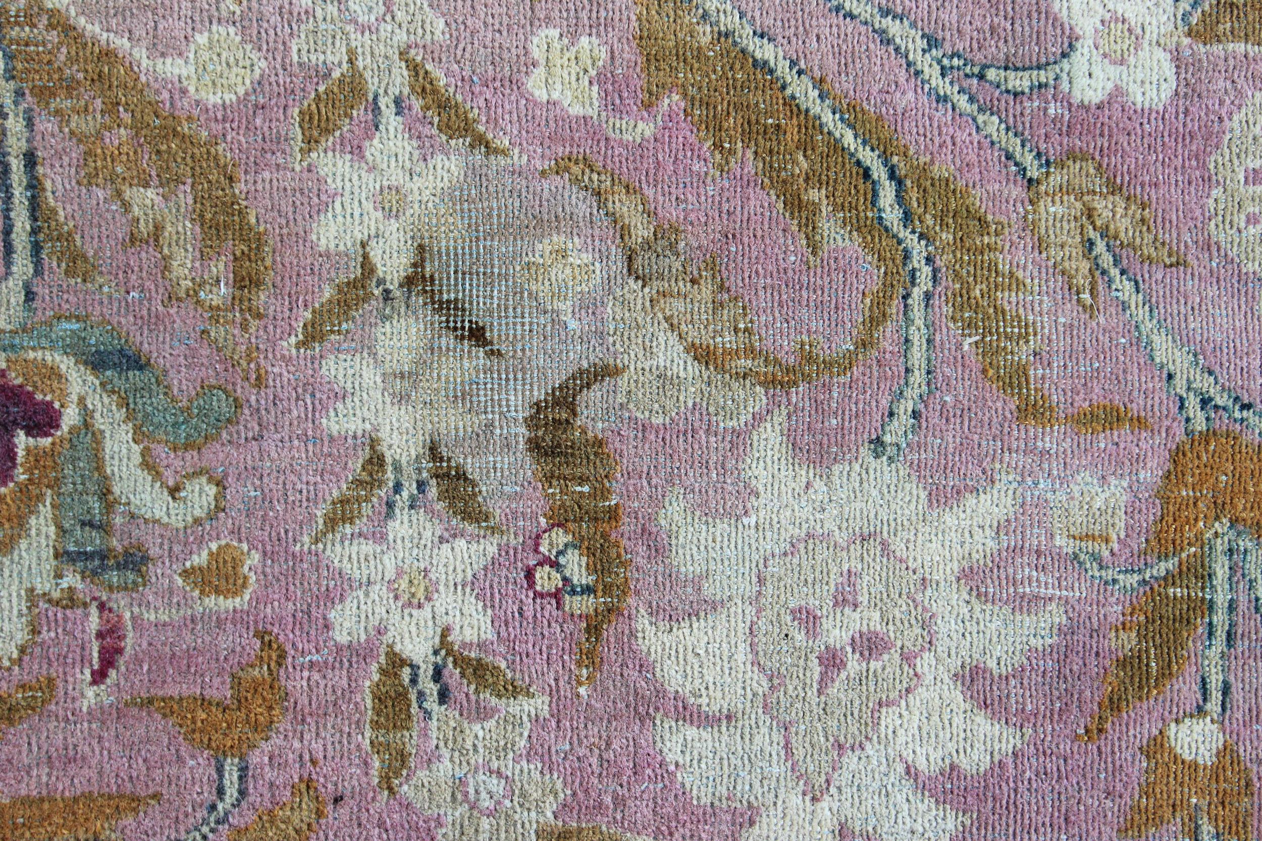 Antique Amritsar Carpet, India, Soft Pink Tones For Sale 4