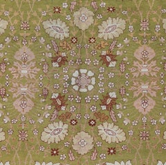 Antique Amritsar Rare Green and Pink Floral Room Size Rug