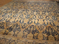 1890s Blue Geometric Antique Amritsar Indian Rug 21'2" x22'0" Woven Wool Carpet
