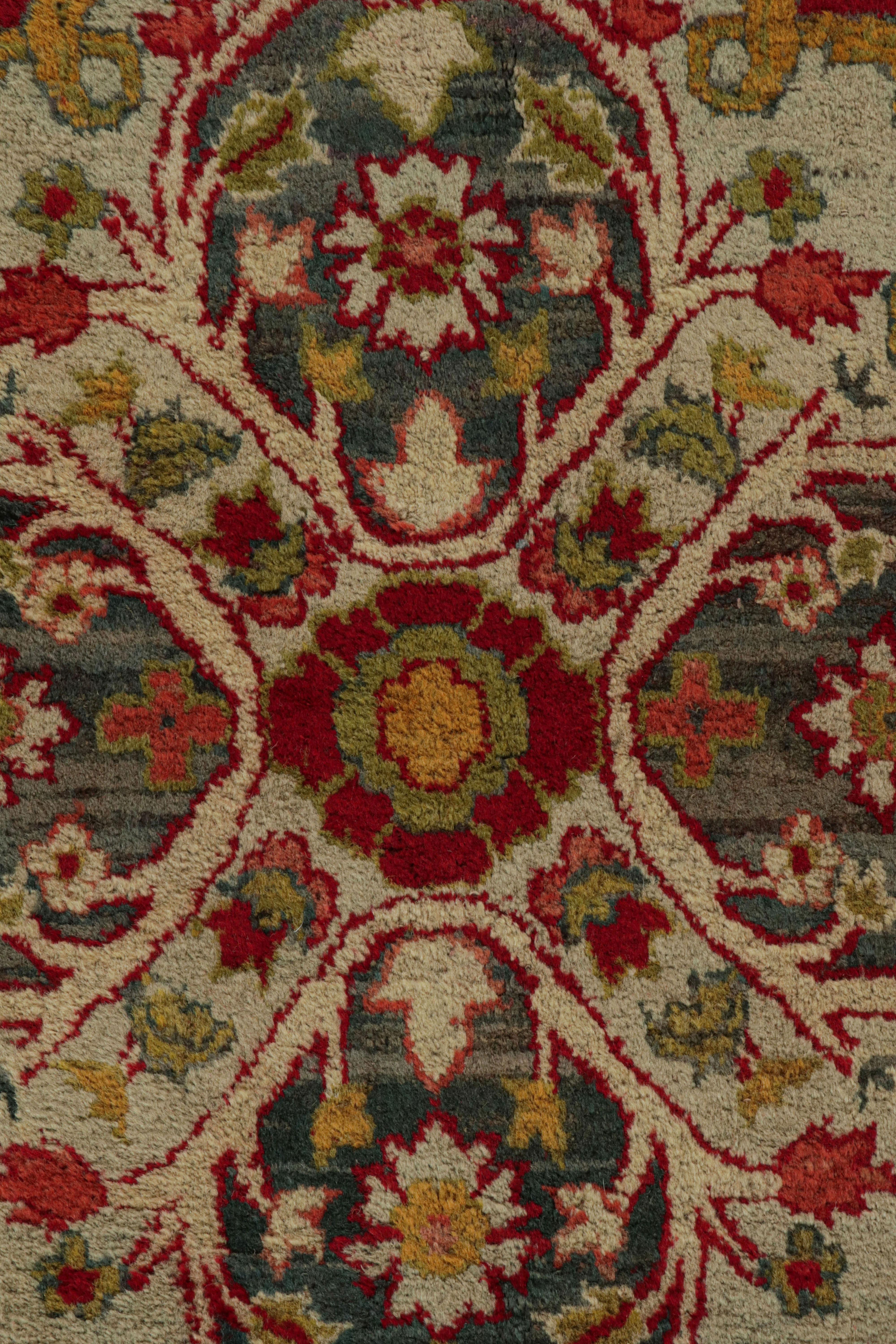 Antique Amritsar Rug in Red Open Field with Floral Medallion, from Rug & Kilim In Good Condition For Sale In Long Island City, NY
