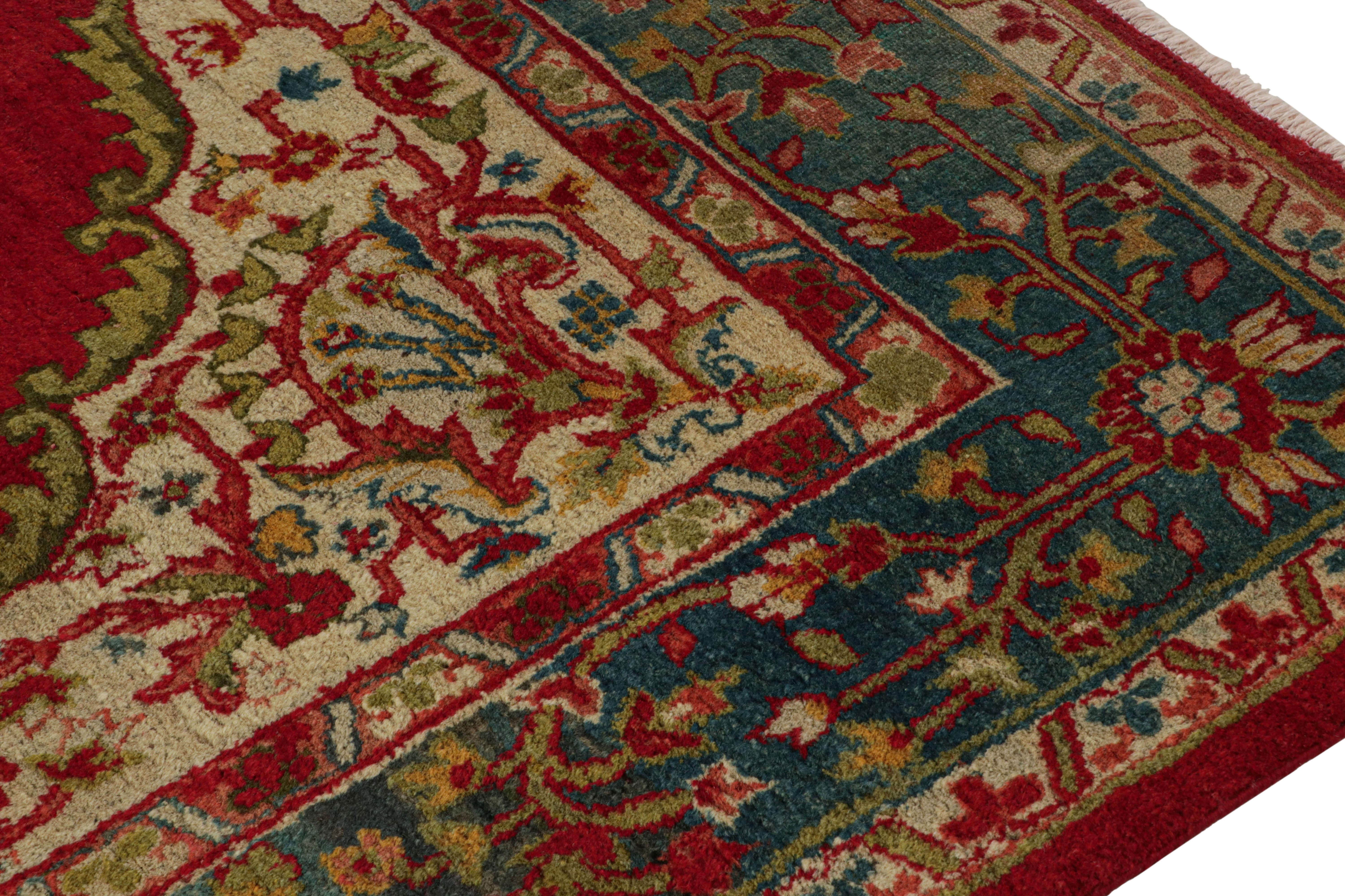 Early 20th Century Antique Amritsar Rug in Red Open Field with Floral Medallion, from Rug & Kilim For Sale