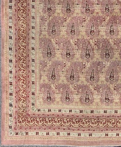 Antique Amritsar Rug with Paisley Pattern in, Lavender, Purple, Pink & Yellow