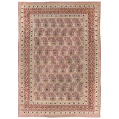 Antiker Amritsar-Teppich mit Paisley-Muster in Lavendel, Lila, Rosa und Gelb