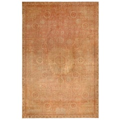 Antiker antiker Amritsar-Blumenteppich aus Wolle in Beige und Rosa von Teppich & Kelim