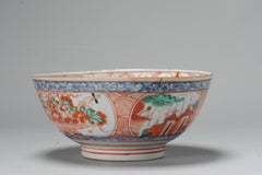 Antique Amsterdam Bont Porcelain Bowl Chinese Polychrome Landscape, 17-18th Cen