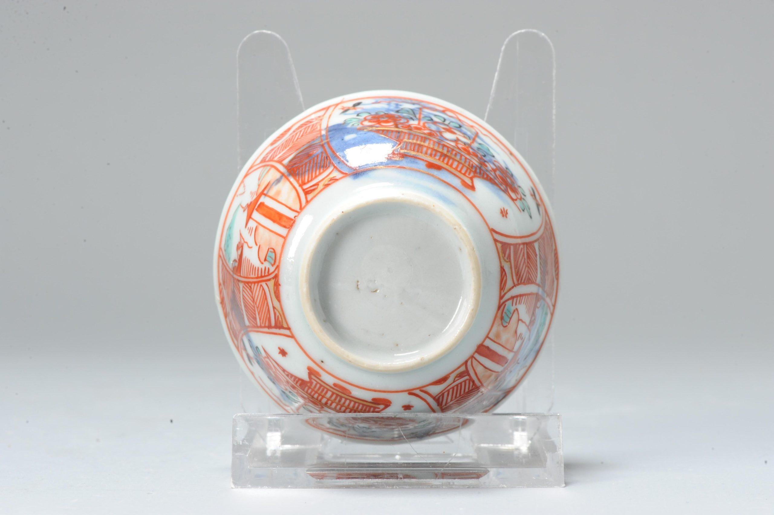Antique Amsterdam Bont Porcelain Tea Bowl Chinese Polychrome, 18th Century For Sale 1