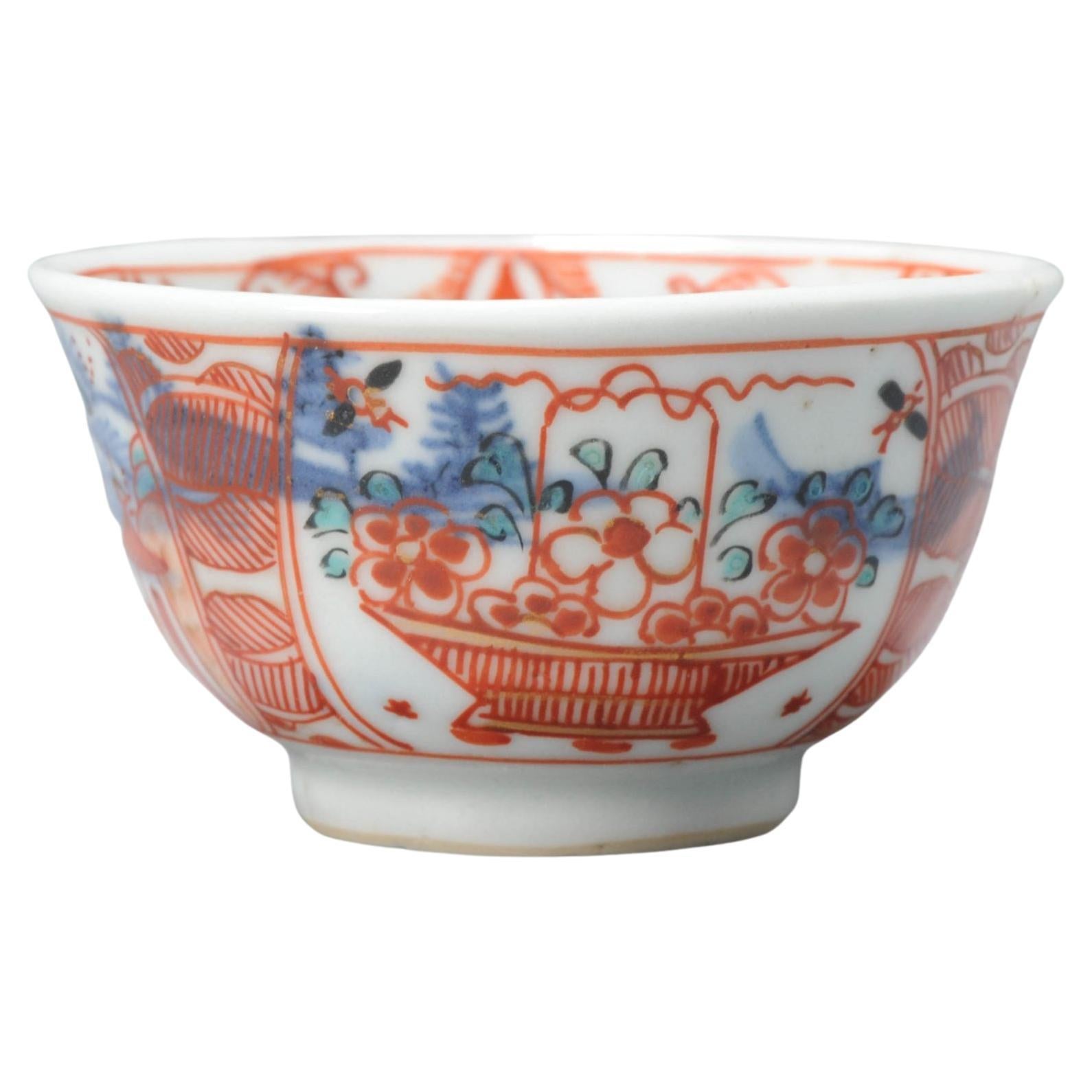Antique Amsterdam Bont Porcelain Tea Bowl Chinese Polychrome, 18th Century