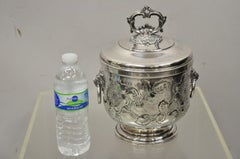 Antique Amston Regency Style Silver Plated Lion Head Ice Bucket