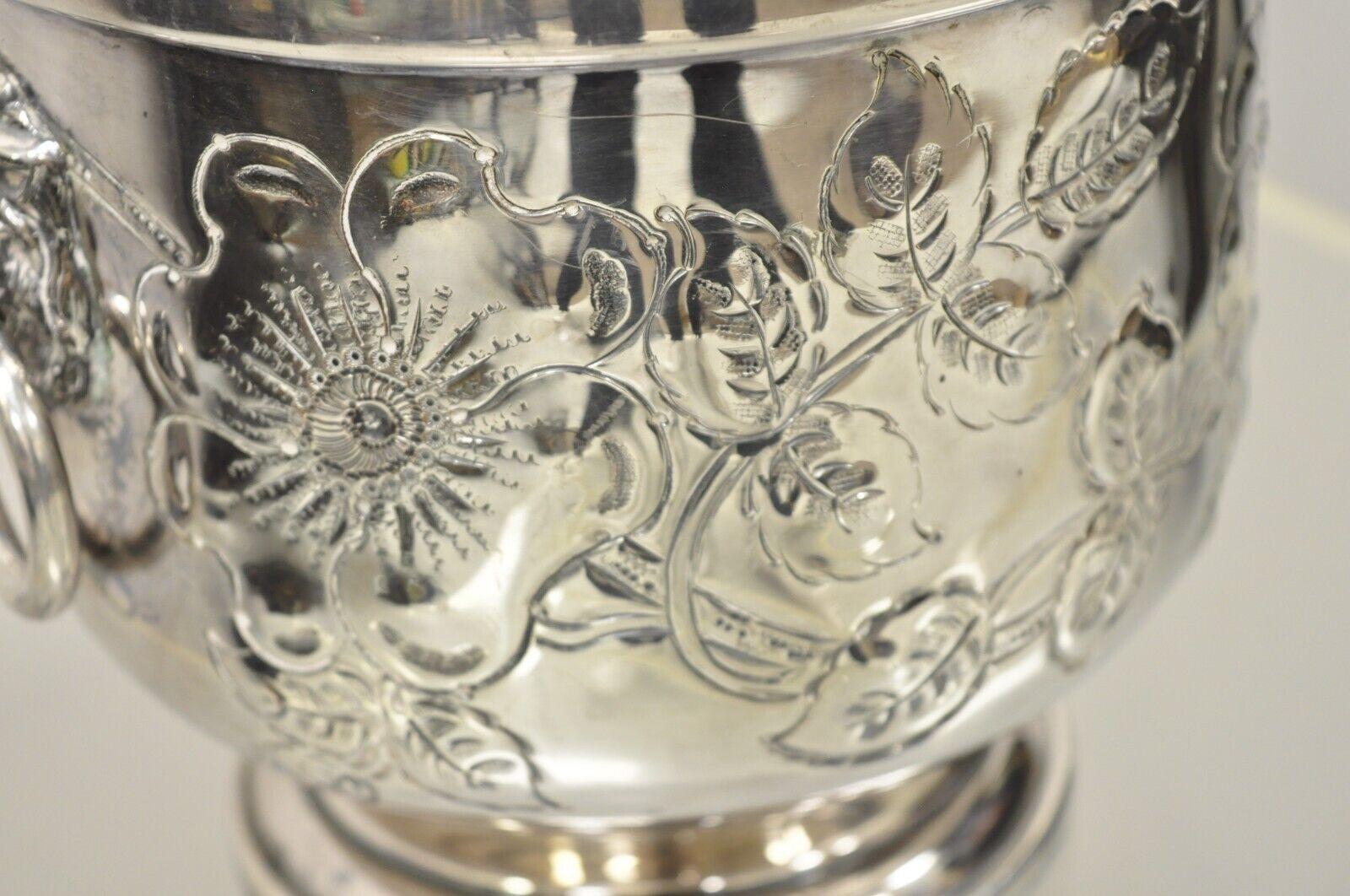Antique Amston Regency Style Silver Plated Lion Head Ice Bucket 1