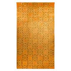 Antiguo Anatole Turco Alfombra de Lana Art Decó Anudada a Mano, circa 1970