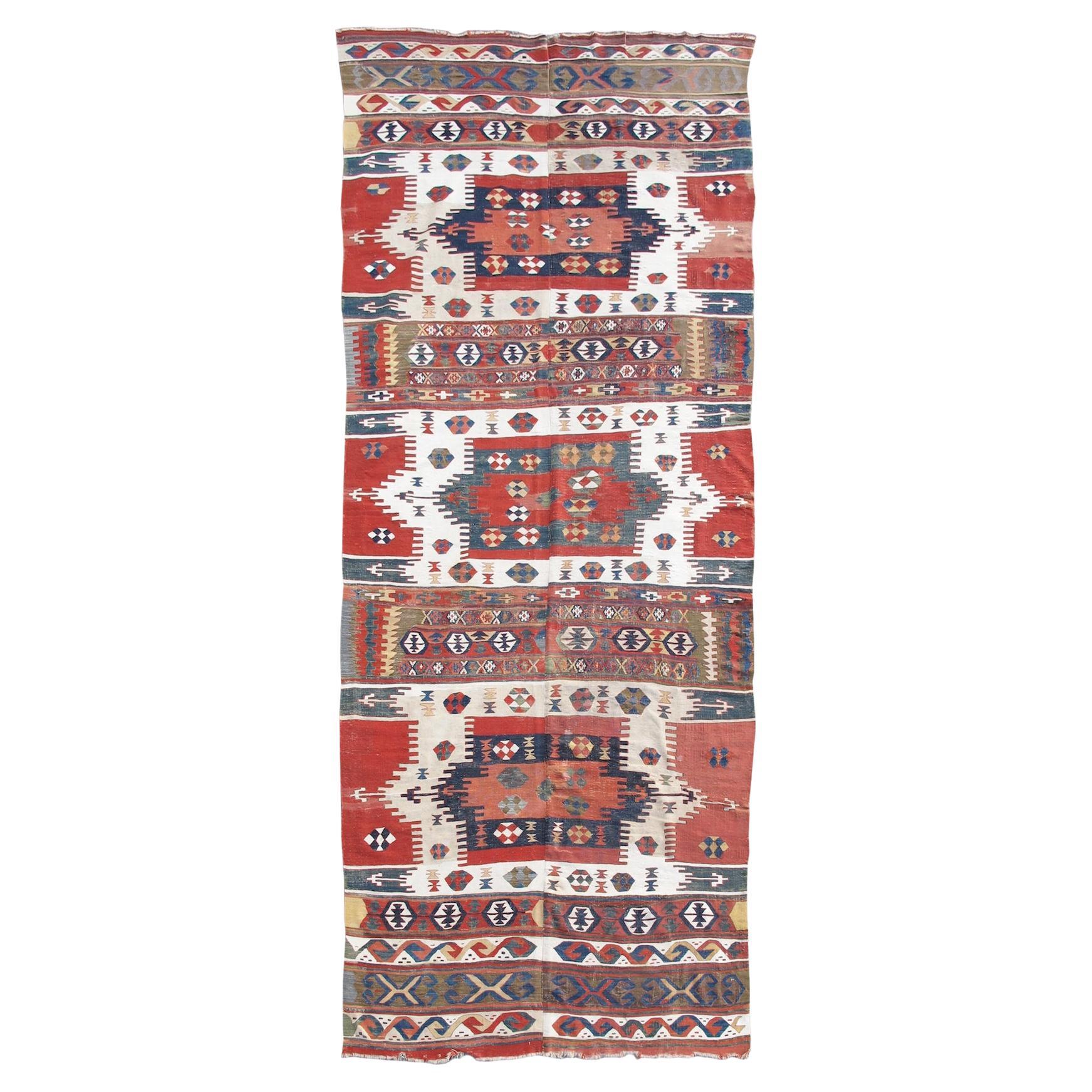 Antique Anatolian Karapinar Kilim Rug, 19th Century For Sale