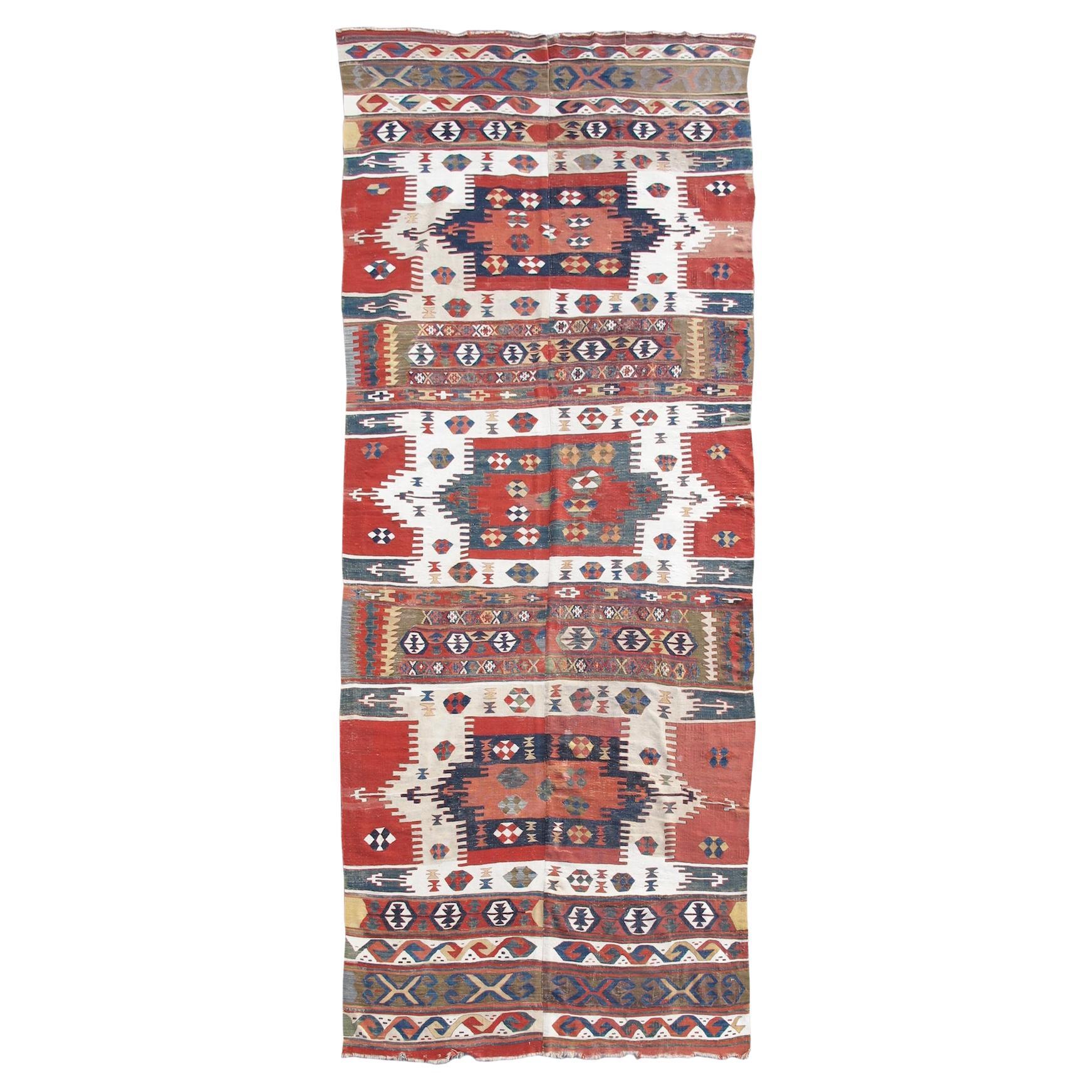 Antico kilim anatolico Karapinar, 19° secolo